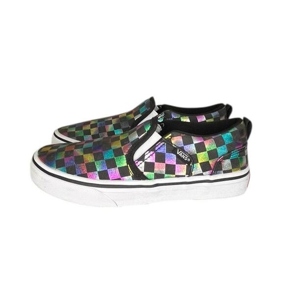 Girls Vans Asher Classic Slip On Checkered Skate Shoe Size 3 BIN36 - Picture 1 of 6